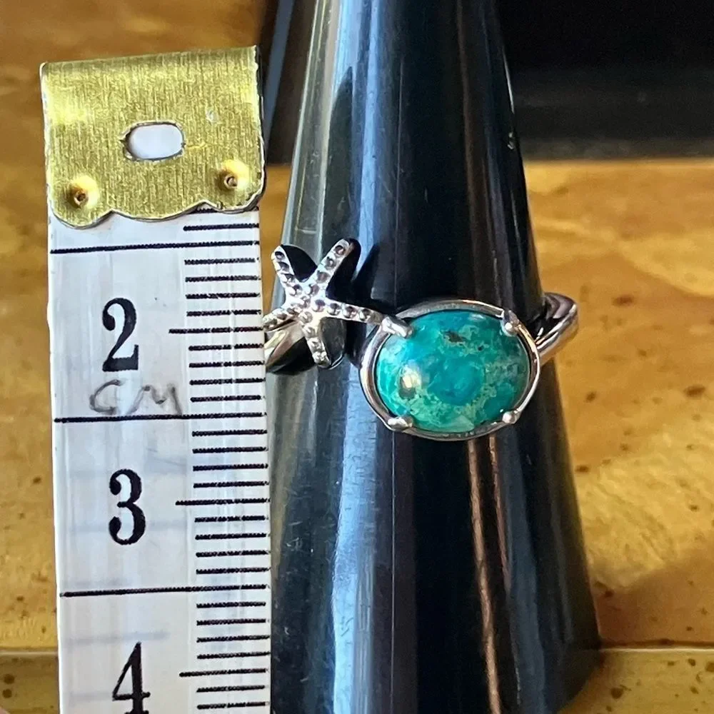 Natural Chrysocolla Sterling Silver Ring Size 8